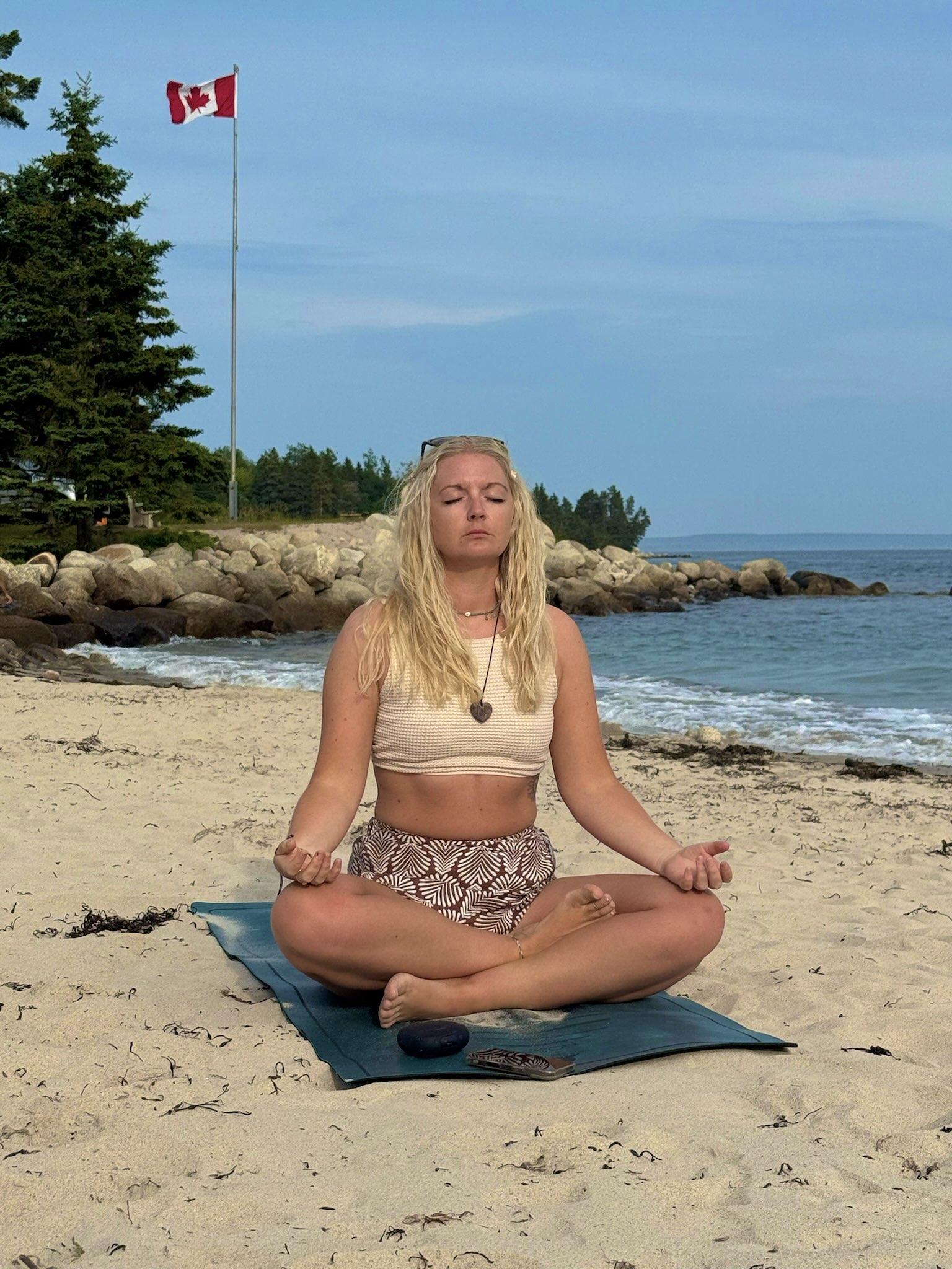 Beach yoga at sunrise